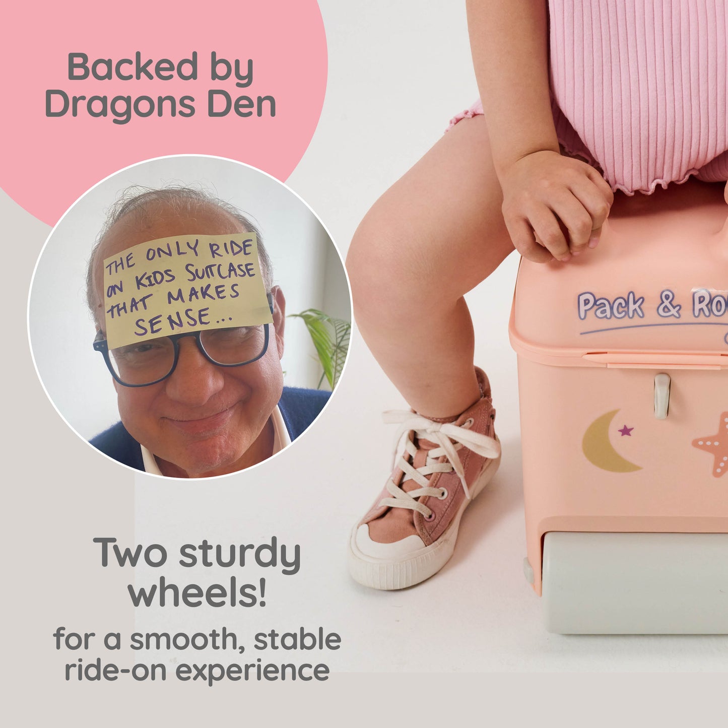 Kids Ride-on Suitcase: Dusty Pink